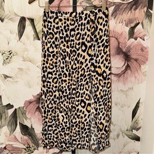 ASTR THE LABEL Leopard Midi Button Front Skirt